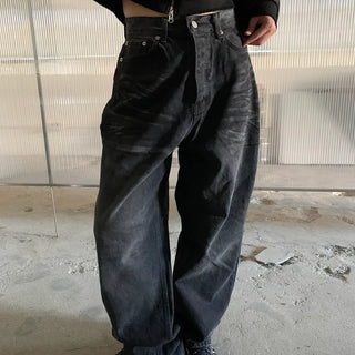 Mud Dirty Oil Cat Brush Wash Denim Pants