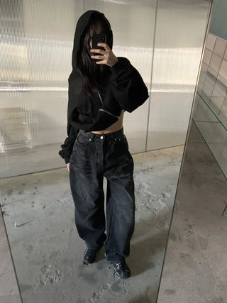 Mud Dirty Oil Cat Brush Wash Denim Pants