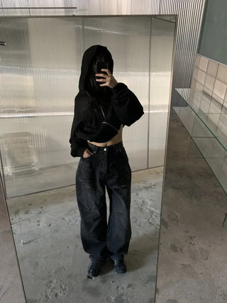 Mud Dirty Oil Cat Brush Wash Denim Pants