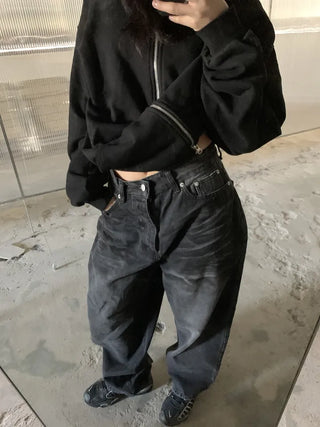 Mud Dirty Oil Cat Brush Wash Denim Pants