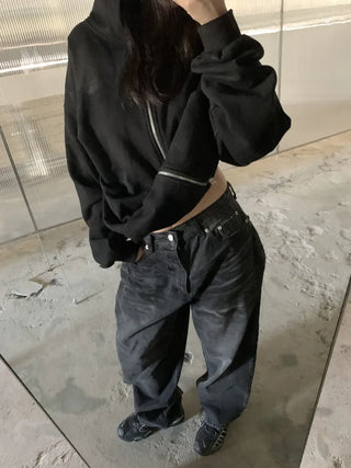 Mud Dirty Oil Cat Brush Wash Denim Pants