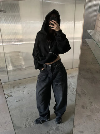 Mud Dirty Oil Cat Brush Wash Denim Pants