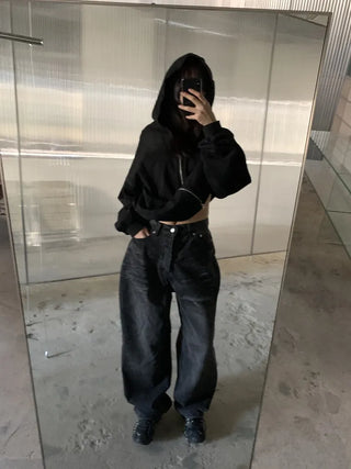 Mud Dirty Oil Cat Brush Wash Denim Pants