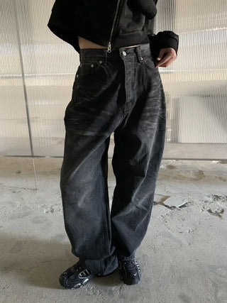 Mud Dirty Oil Cat Brush Wash Denim Pants