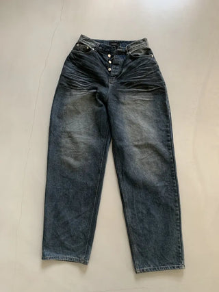 Mud Dirty Oil Cat Brush Wash Denim Pants