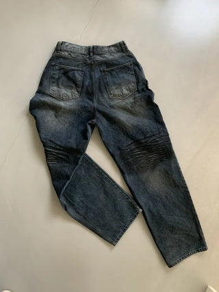 Mud Dirty Oil Cat Brush Wash Denim Pants
