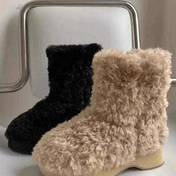 Eskimo Half Fur Block Heel Ugg Boots
