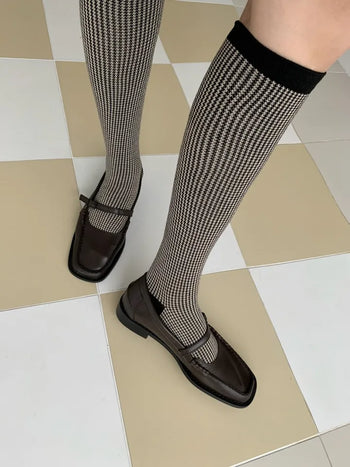 Mary Jane Square Flat Loafers
