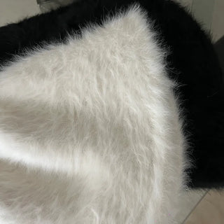 Angora knit bucket hat