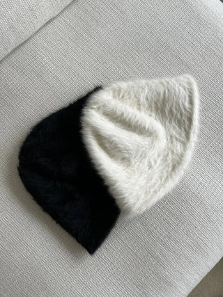Angora knit bucket hat