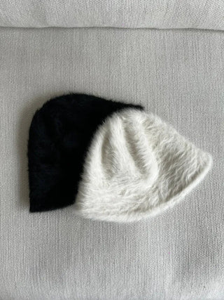 Angora knit bucket hat