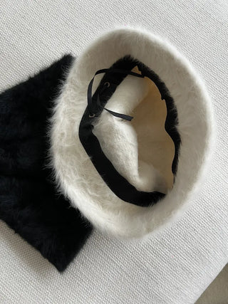 Angora knit bucket hat