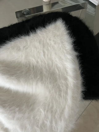 Angora knit bucket hat