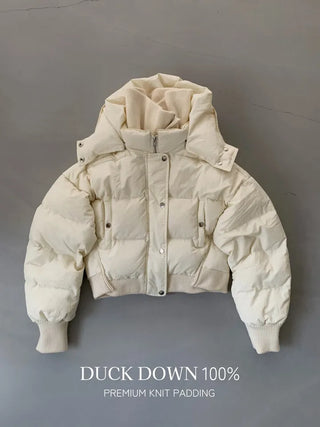 100% duck down premium high-neck knit short padding