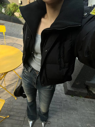 100% duck down premium high-neck knit short padding