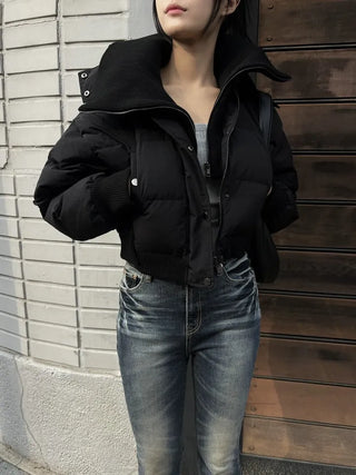 100% duck down premium high-neck knit short padding