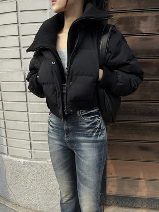 100% duck down premium high-neck knit short padding