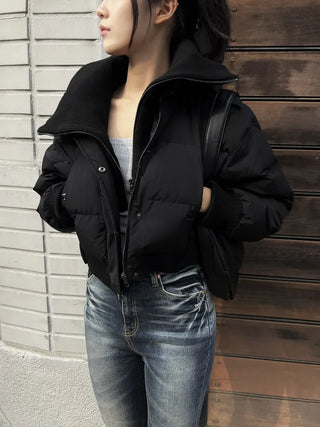 100% duck down premium high-neck knit short padding