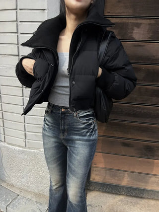 100% duck down premium high-neck knit short padding