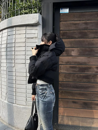 100% duck down premium high-neck knit short padding