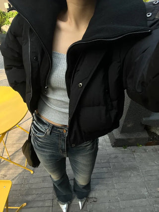 100% duck down premium high-neck knit short padding