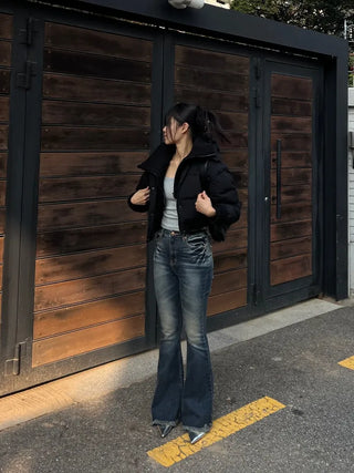 100% duck down premium high-neck knit short padding