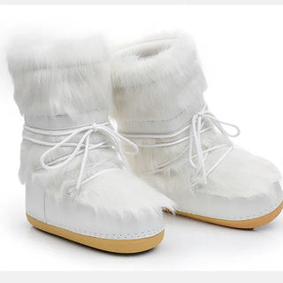 Snow padded winter fur boots
