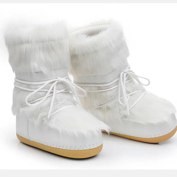Snow padded winter fur boots