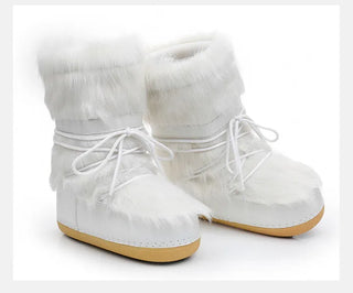 Snow padded winter fur boots