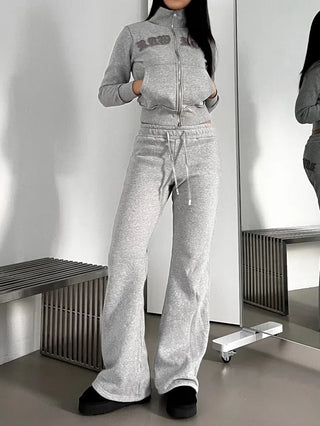 Lettering Low Fleece Training Crop Zip-Up