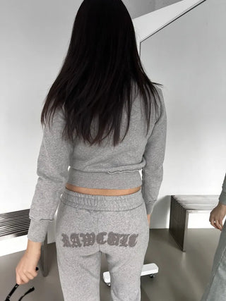 Lettering Low Fleece Training Crop Zip-Up