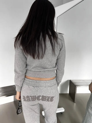 Lettering Low Fleece Training Crop Zip-Up
