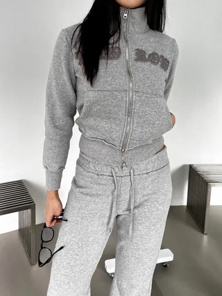 Lettering Low Fleece Training Crop Zip-Up