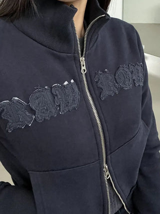 Lettering Low Fleece Training Crop Zip-Up