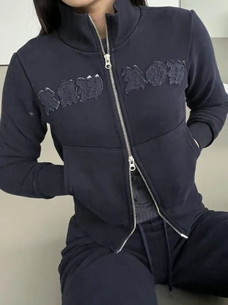 Lettering Low Fleece Training Crop Zip-Up