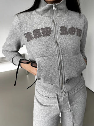 Lettering Low Fleece Training Crop Zip-Up