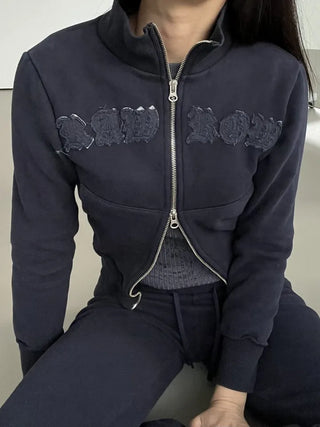 Lettering Low Fleece Training Crop Zip-Up