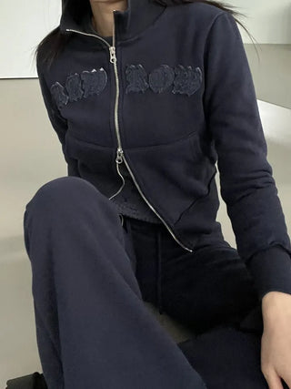 Lettering Low Fleece Training Crop Zip-Up