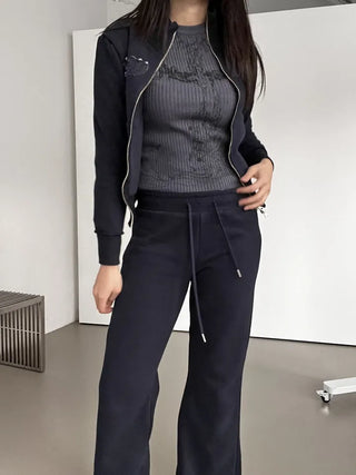 Lettering Low Fleece Training Crop Zip-Up