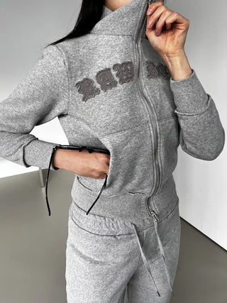 Lettering Low Fleece Training Crop Zip-Up