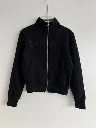Lettering Low Fleece Training Crop Zip-Up