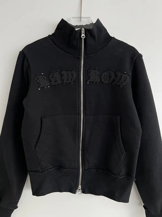 Lettering Low Fleece Training Crop Zip-Up