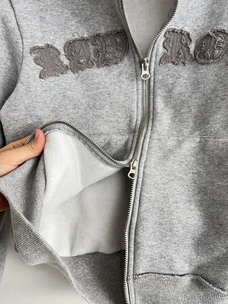 Lettering Low Fleece Training Crop Zip-Up