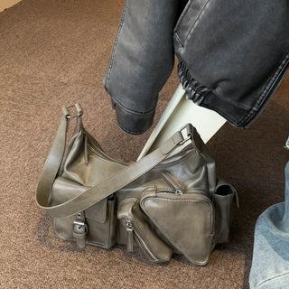 Train Pocket Leather Shoulder Bag