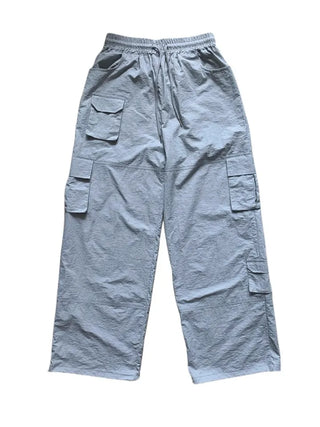 Pocket Cargo Nylon Wide String Banding Pants