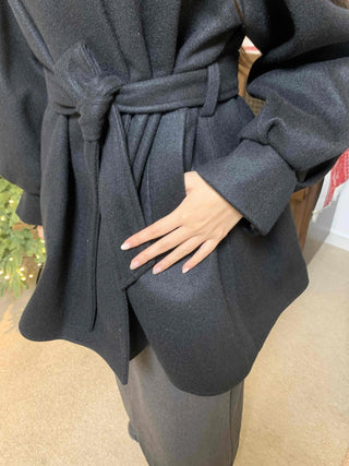 Classic Shawl Collar Belted Loose Fit Coat