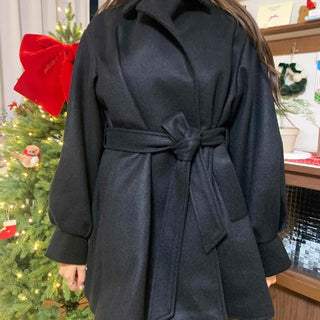 Classic Shawl Collar Belted Loose Fit Coat