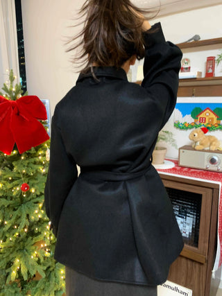 Classic Shawl Collar Belted Loose Fit Coat