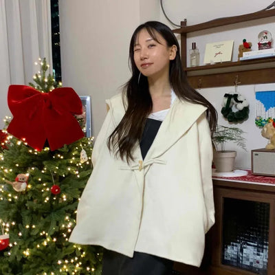 Pale Oversized Wide Collar Crop Short Coat