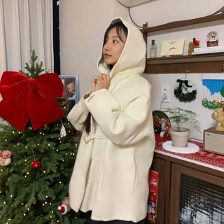Pale Oversized Wide Collar Crop Short Coat